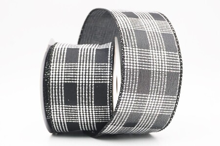 Black/White  Classic Plaid Check Wired Ribbon_KW0466GC-53-53
